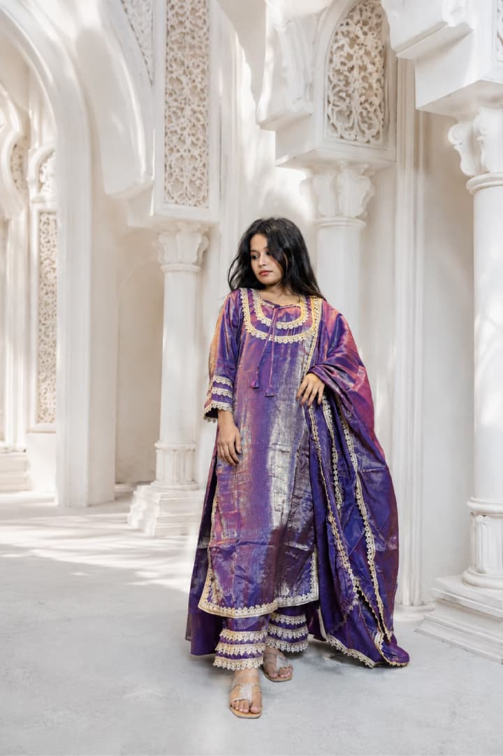 Purple Side-Cut Anarkali Suit Set