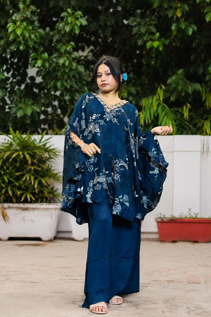 Floral Angrakha Style Kurta Palazzo Set